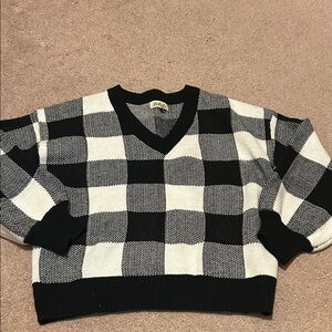 Listicle Black and White Checkered Sweater
